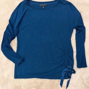 White House Black Market Teal Blue Long Sleeve Side-Tie Top